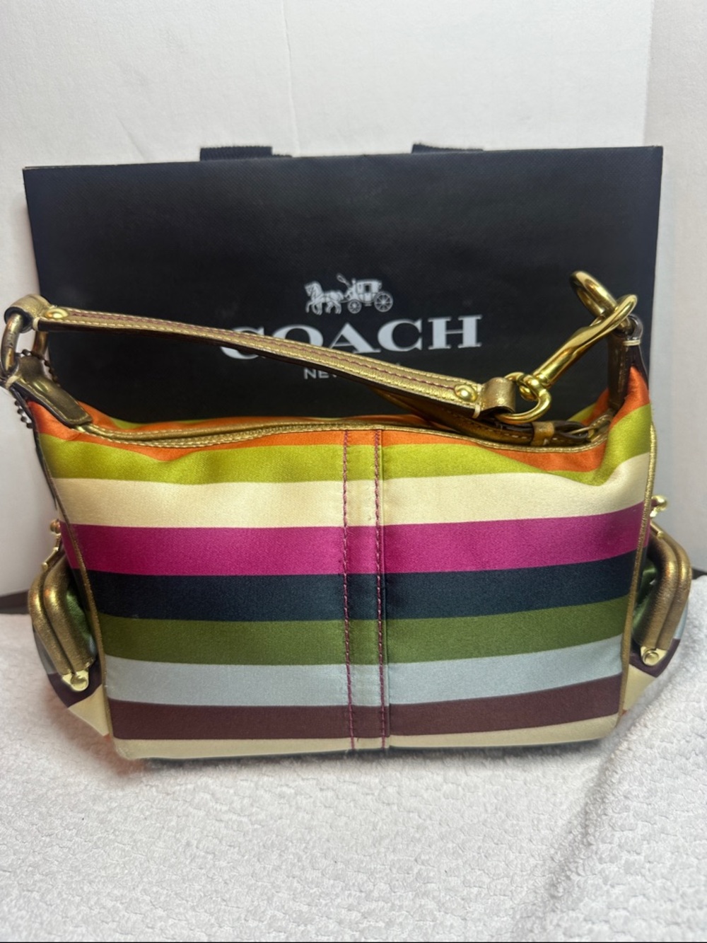 New Listing Coach legacy Striped Mini Shoulder Bag in Pink, Green, etc